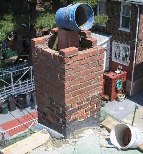 Chimney with a bucket on top