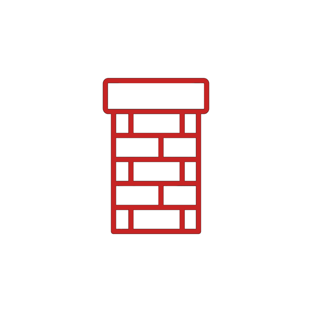 Large red icon of a chimney
